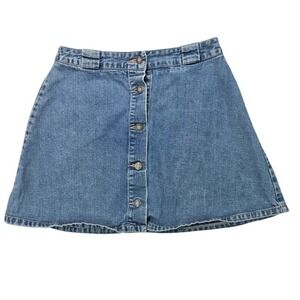 Vintage GUESS Jeans 90s Button Front Denim Mini Skirt Blue Womens 30 USA